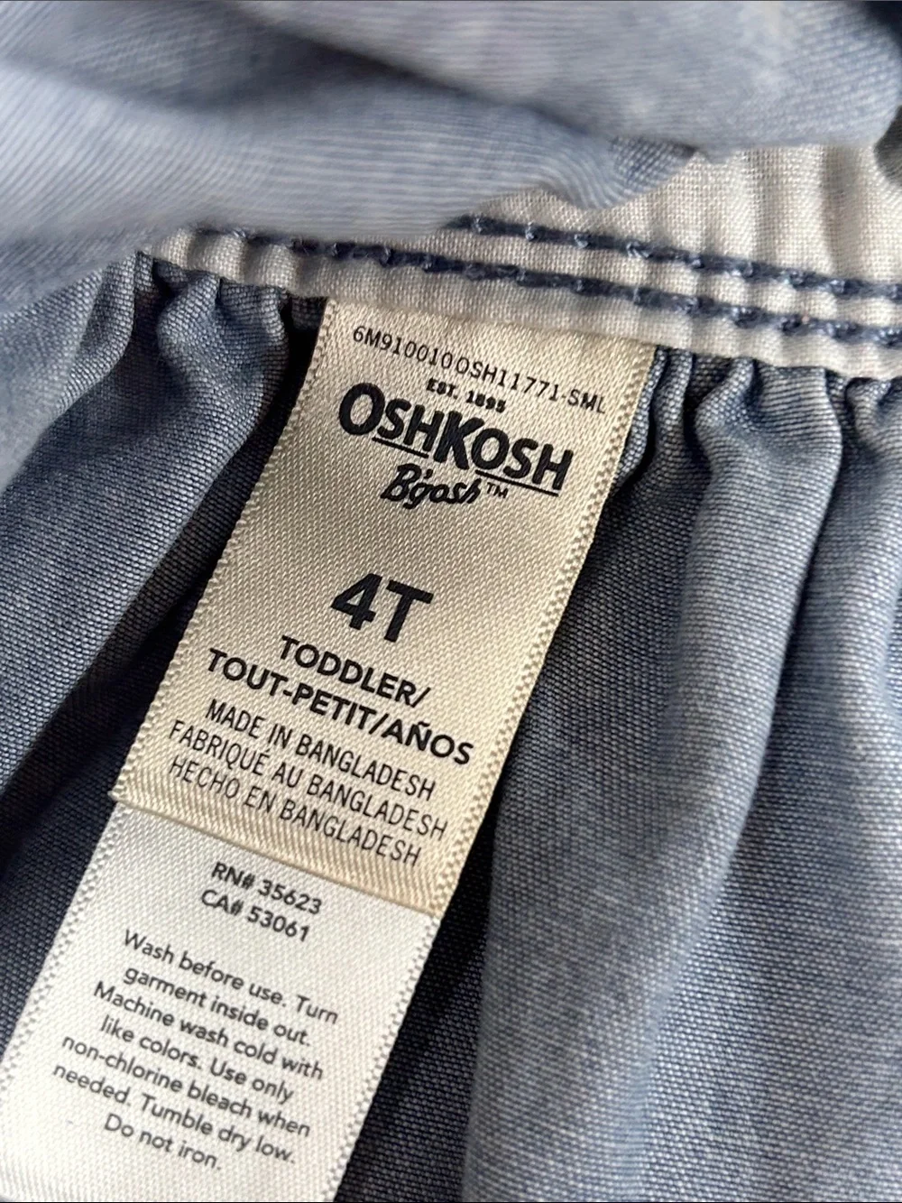 OshKosh B'gosh Blue Floral Denim Overall Dress